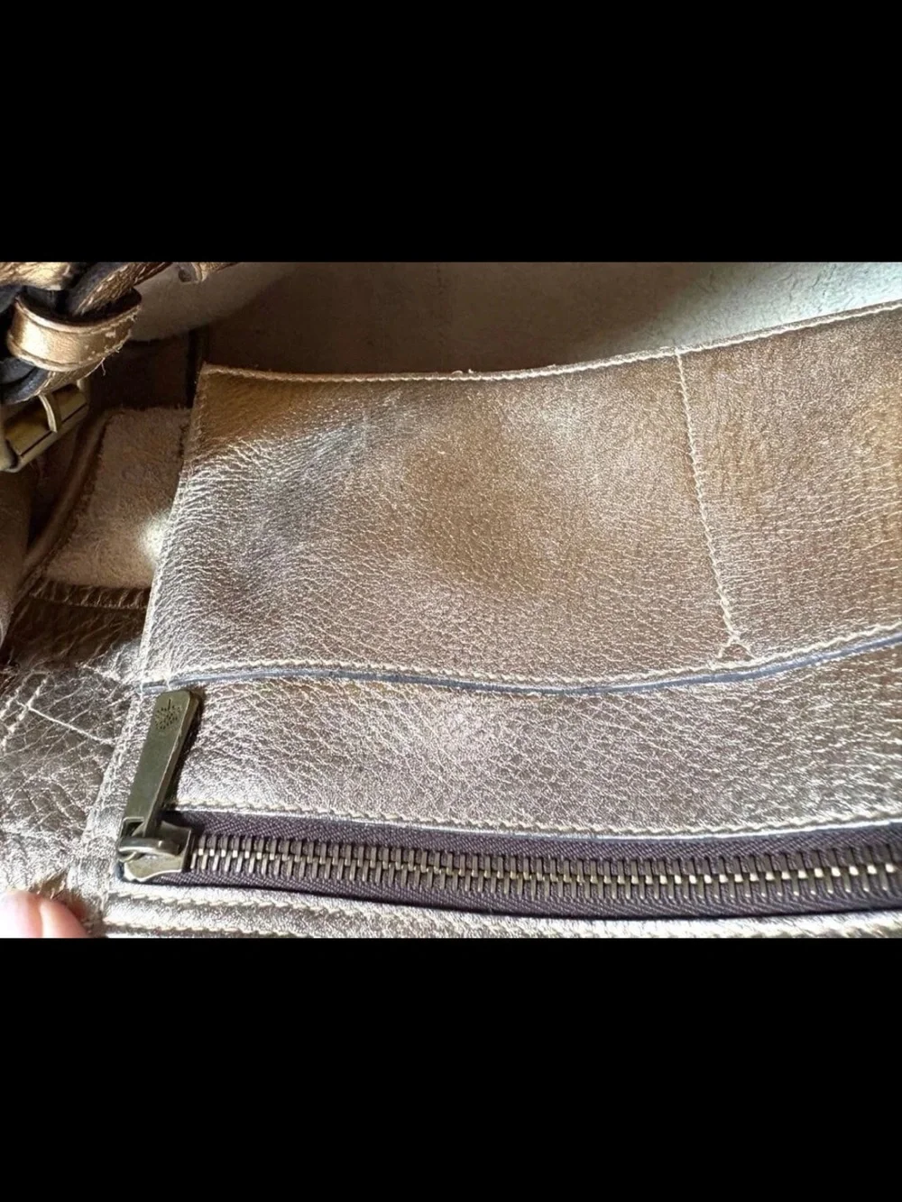 Mulberry Metallic Gold Pebbled Leather Shoulder Bag